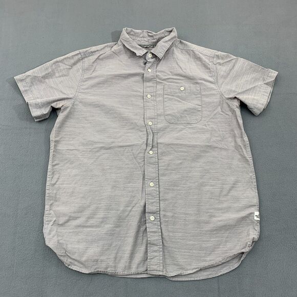 The North Face Button Shirt Mens Large Short Sleeve Gray Hiking Cotton - Picture 1 of 16